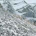 Jacob Kirkegaard recording falling rocks in the Rocky Mountains. Photos by Ken Noda, 2024