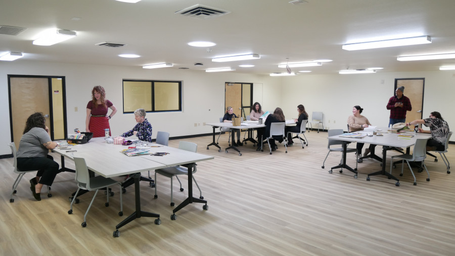 The new Art Therapy studio space at the Community Counseling Center combines natural light, picturesque window views of the forest, and a sp