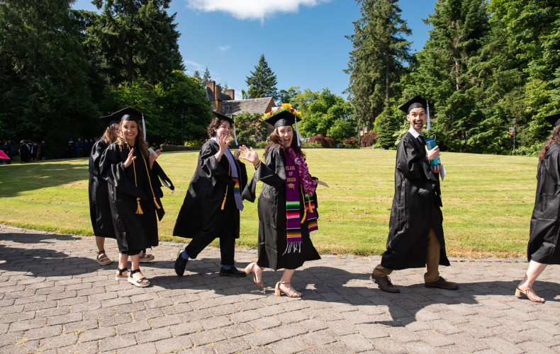 Graduates celebrate during commencement 2023.