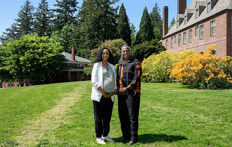 Albina Vision Trust Executive Director Winta Yohannes with President Robin Holmes-Sullivan.